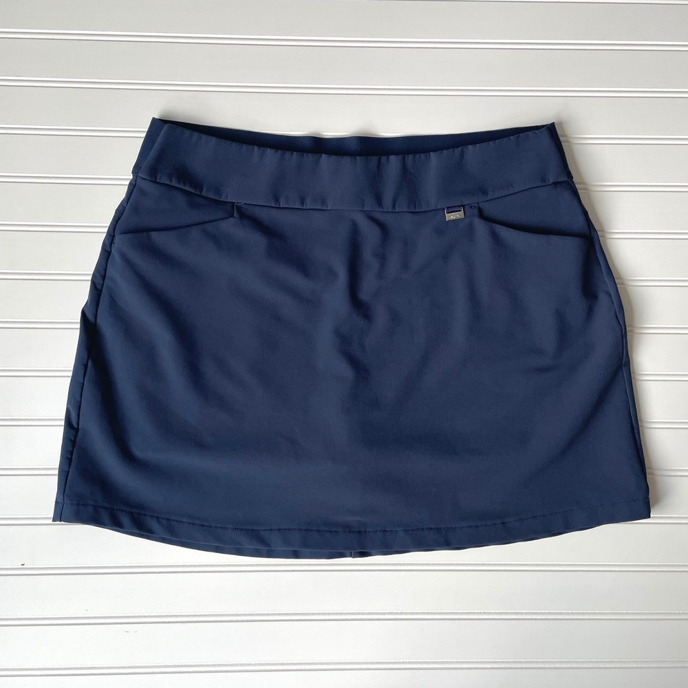 Greg Norman Skort Navy Blue Size L Golf Tennis Athletic Pockets Pull On Play Dry